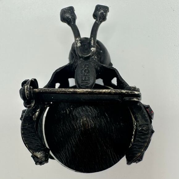 Weiss black gunmetal red AB aurora borealis rhinestones insect bug brooch - Picture 6 of 8